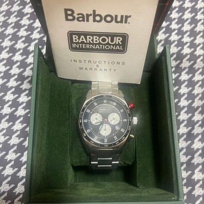 Barbour Boswell BB025BKSL Chronograph Watch Black Silver Stainless 