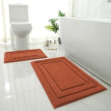 Bathroom Rugs Sets 2 Piece, Super Soft and Absorbent Non Slip Microfiber Machine