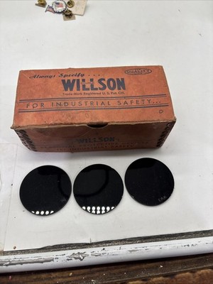 Vintage Willson Composition Original Box W  3 Welding Lenses NO GLASSES