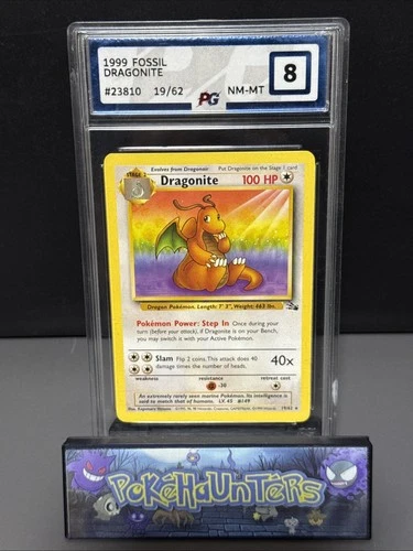 Pokemon Card Dragonite 19/62 Fossil Non Holo Rare WOTC PG GRADING 8 NM MT