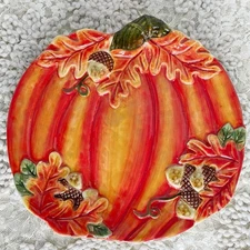 Certified International Fall Harvest Pumpkin Platter Large (approx. 13" x 14")