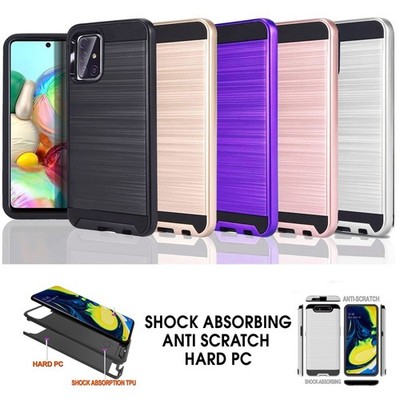 Samsung A20 A21 A30 A50 A60 A71 A80 A6 Brushed Shockproof Case w. Screen Protect