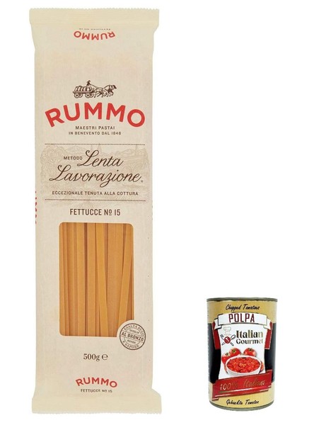 10X Rummo Fettucce N.15 Pasta Lenta Lavorazione Bronzezeichnung 500G+Polpa 400G-image