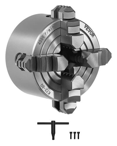 VEVOR 3 Inch 4-Jaw Self-Centering Lathe Chuck for Drilling Milling Machine 3D