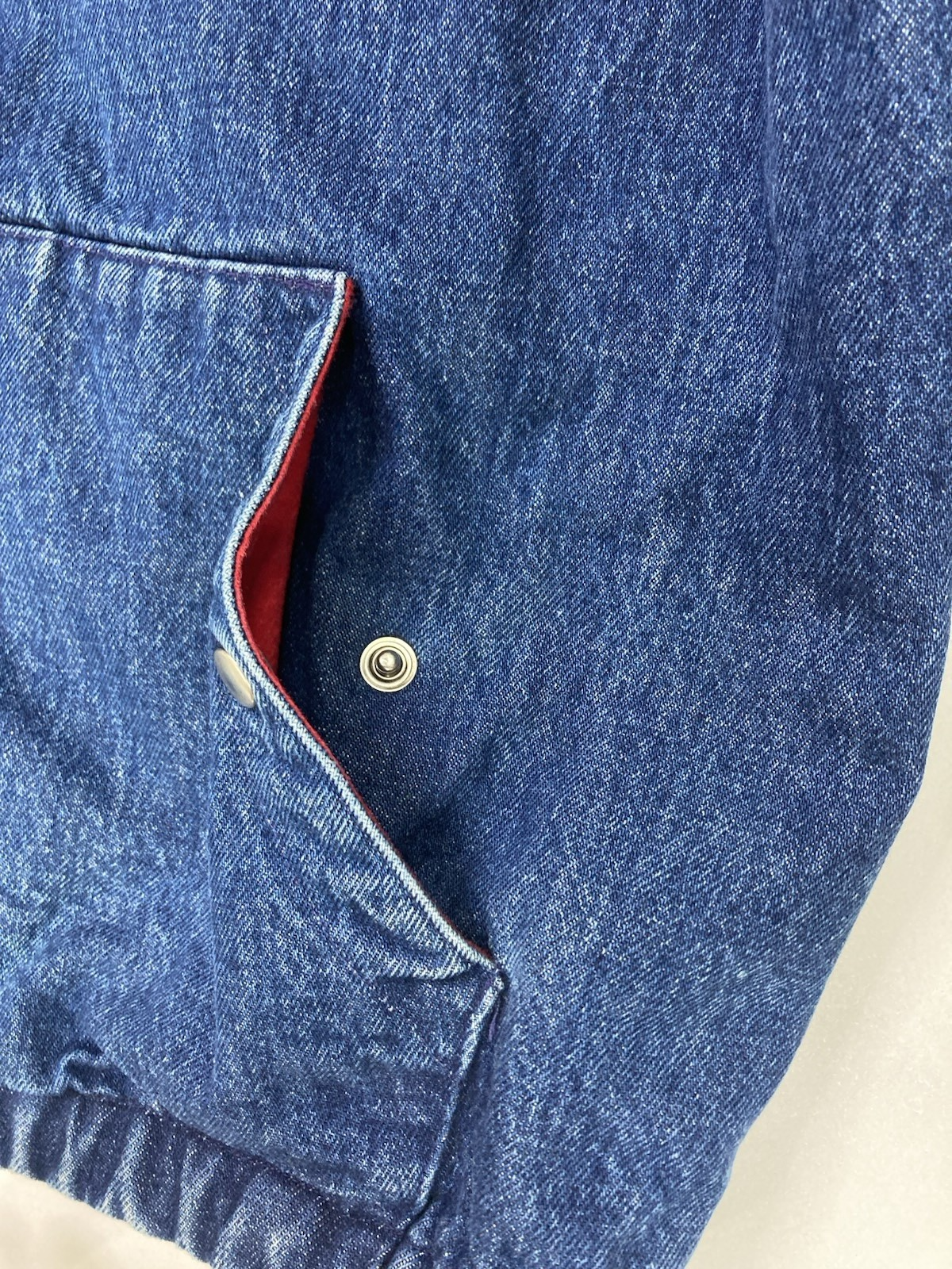 VINTAGE Polo Ralph Lauren denim jeans giacca uomo grande blu pony rosso USA anni 80 90