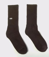 Vans Off The Wall Solid Dark Brown Crew Socks Mens Cotton Blend New NWT