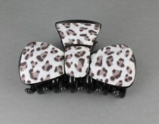 Cheetah leopard print 3 3/8" long hair clip claw clamp White Grey Black