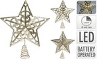 Large Christmas Tree Topper Light Up LED 3D Metal Gold Glitter Star with Timer