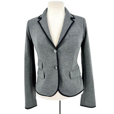 Gap The Academy Blazer Womens Size 0 Gray Black Trim Preppy Academia University