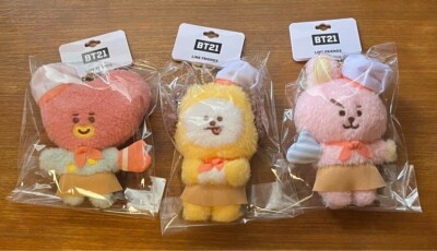 BT21 BTS SET of 3 CHIMMY COOKY TATA KITCHEN Mascot Plush Key Chain