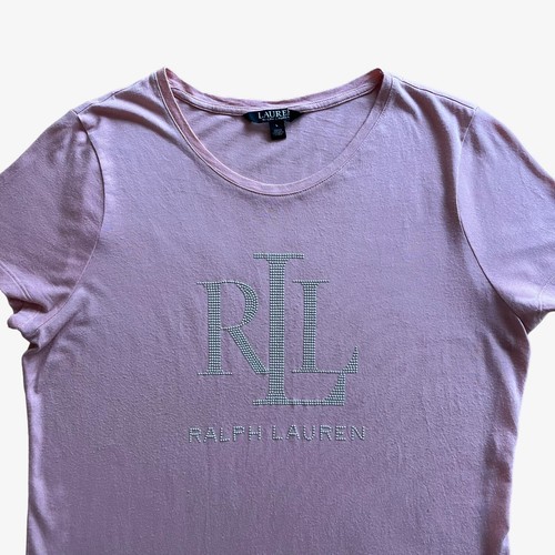 Vintage 90s Damen Ralph Lauren Beaded Spell Out Pink Top, TShirt Retro Y2K - Bild 2 von 4