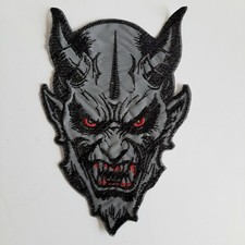 Demon devil reflective iron-on embroidered patch
