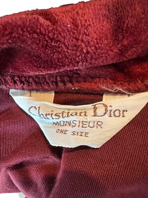 Vtg Christian Dior Monsieur Velour Bath Robe Maroon Mens One
