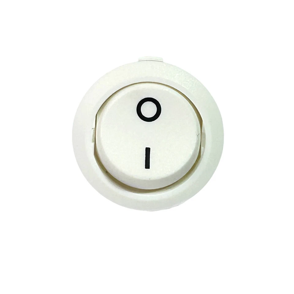 On-Off Round Rocker Switch 20mm, 10A 250Vac / 20A 12Vdc, 2 Position SPST White - Image 2 of 4