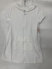 Wonder Nation Girls Large 10-12 White Full Zip Hooded Swimwear Cover Up