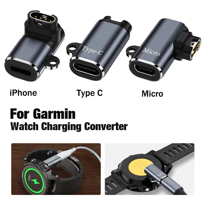 90° Garmin Watch Charging Adapter For iPhone Micro USB Type C Connector | eBay