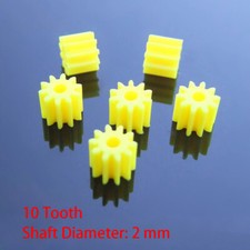 10 Teeth Plastic Spindle Gears for 2mm Motor Shaft Toy Car Transmission Yellow