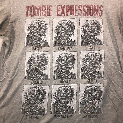 Zombie Expressions Shirt Mens Large Halloween Grey Star Zombie Expressions Shirt Mens Large Halloween Grey Star
