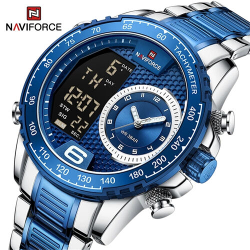 NAVIFORCE Men Quartz Watches Brand Big Case LED Calendar Male Digital Wristwatch - Afbeelding 1 van 17