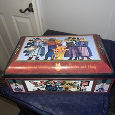 Tin E. Otto Schmidt N rnberg West Germany Hinge Lebkuchen und Honig colorful