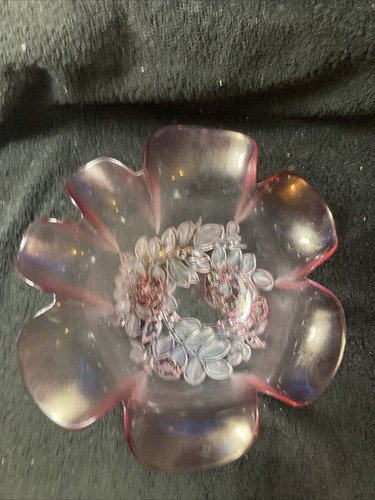 Vintage Mikasa Rosella geraffter Rand rosa Glasschale 11" x 4" Sammler KRISTALL - Bild 1 von 7