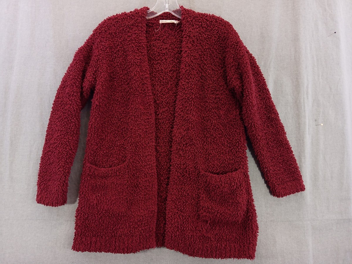 Pink Republic sweater Women extra small Burgundy Wine open front