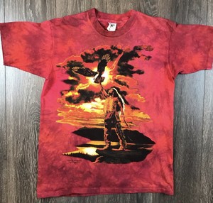 The Mountain Native T-Shirt, Large Tie-Dye Tee, Red Vintage Shirt, Indian Eagle | eBay