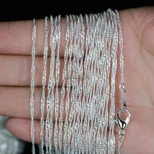 10pcs/lot 2mm 925 Silver Plated Water Wave Chain Necklaces 16" 18" 20" 24"