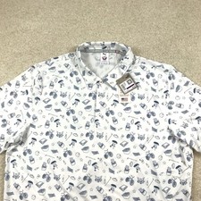 Puma Volition America Mens 2XL Polo Golf Shirt New Block Party White 533856 01