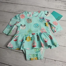 Posh Peanut Baby Girl's Rash Guard Swimsuit Size 0-3 Months 1 Piece Long Sleeve