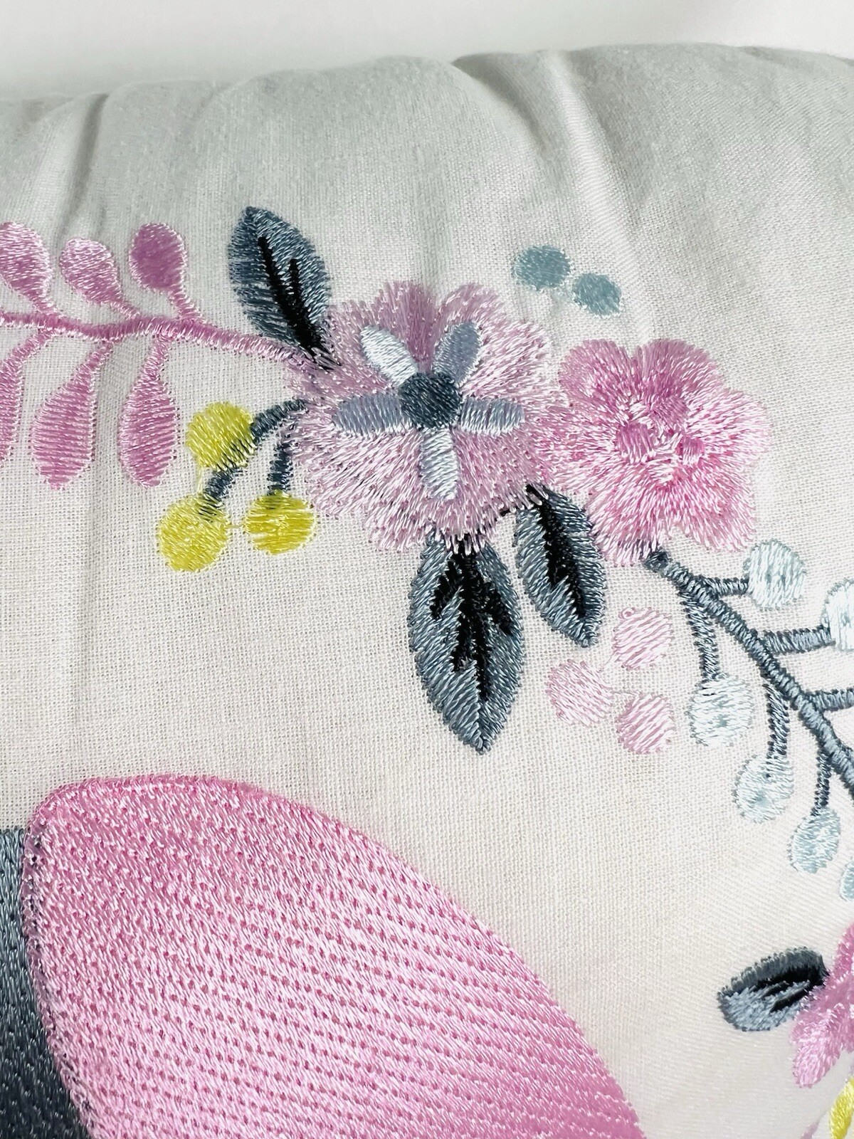 Urban Habitat Kids Child Girls Pink Gray Embroidered Unicorn Floral Pillow