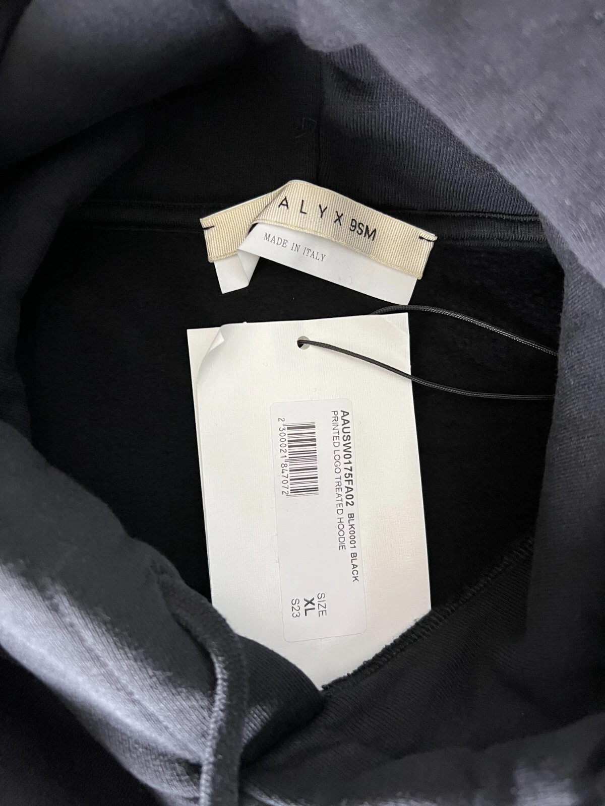 Felpa con cappuccio 1017 Alyx 9SM stampa logo trattato Taglia Large Nera Made in Italy