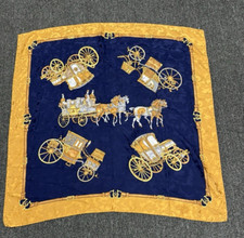 Horse and Carriage Print Silk Square Scarf 33x33
