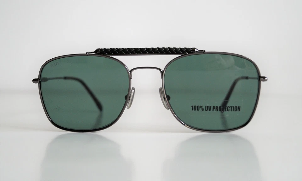 Nuevo TOD'S TO254 12N Marco de Metal Lente Verde Unisex Gafas de Sol de Aviador Foto 3 de 4