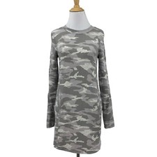 Athleta Sweater Dress Womens XXS 2XS Gray Camo Luxe Balance Crew Neck Pockets