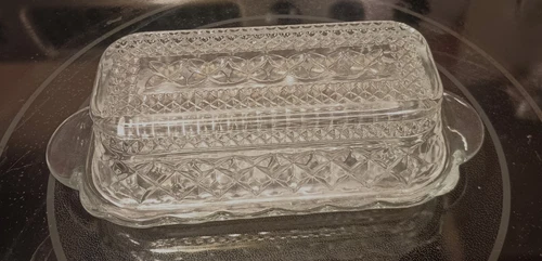 Vintage Anchor Hocking Wexford Pressed Glass Butter Dish 1/4 pound