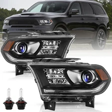 For 2014-2017 Dodge Durango Halogen W/O LED DRL Projector Headlights Headlamps