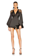 Alexis Betine Romper Black Open Back Lace Bow Small