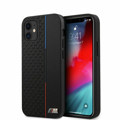 BMW Apple iPhone 12 Mini 5,4'' M Sport PU Leder Tasche Hülle Schwarz Dreiecke 
