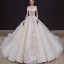 Luxury A-line Wedding Dress Sweetheart Neck Sleeveless Lace Applique Bridal Gown