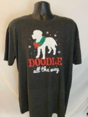 Doodle Dog Christmas T-Shirt Doodle All the Way Xmas 2xl Shirt