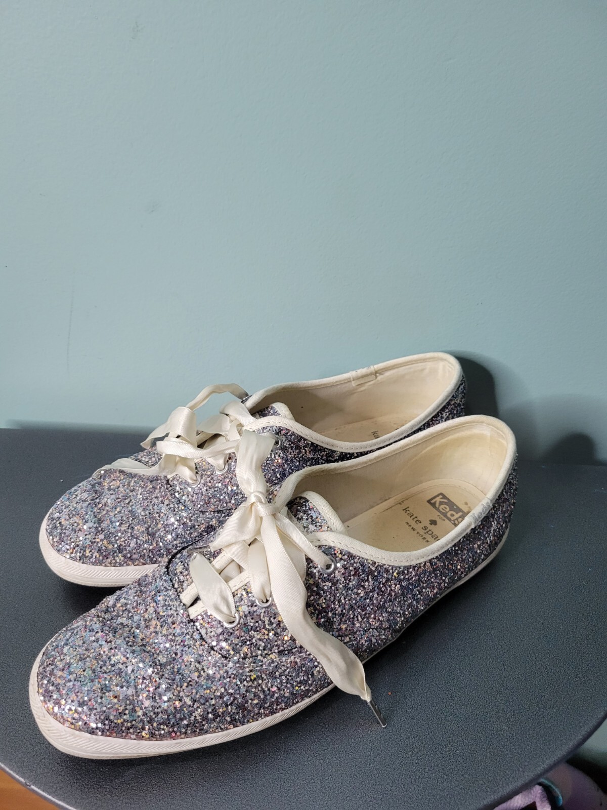 Kate Spade X Keds Silver White Glitter Sneakers Size … Gem
