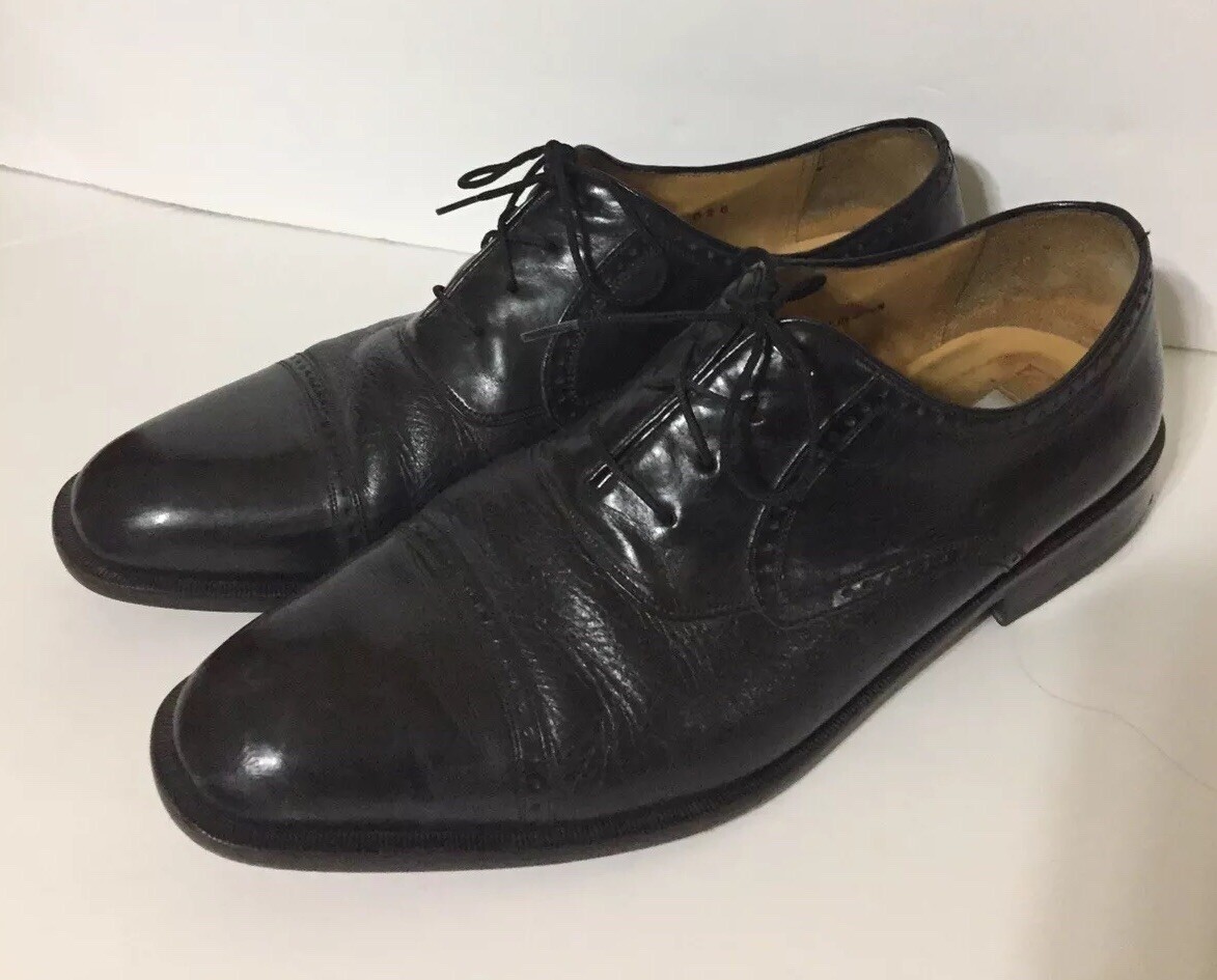 Mezlan Nicola Men’s Black Cap-Toe Lace-Up Oxfords Size 11 Mezlan Black Leather Cap-Toe Derby Oxfords main image 4