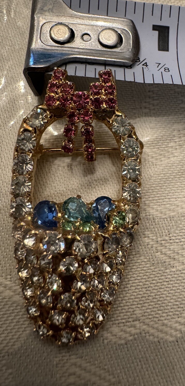 Vintage Signed Bauer Rhinestone Easter Basket Wit… - image 12