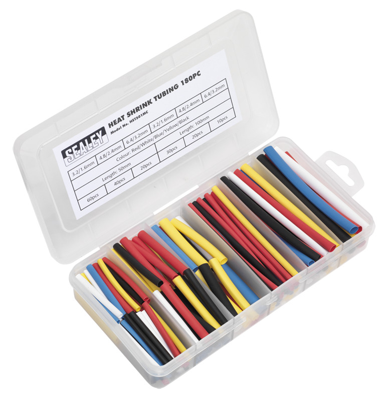 Sealey Heat Shrink Tubing Assortment 180Pc 50 & 100Mm Mixed Colours - Image 7