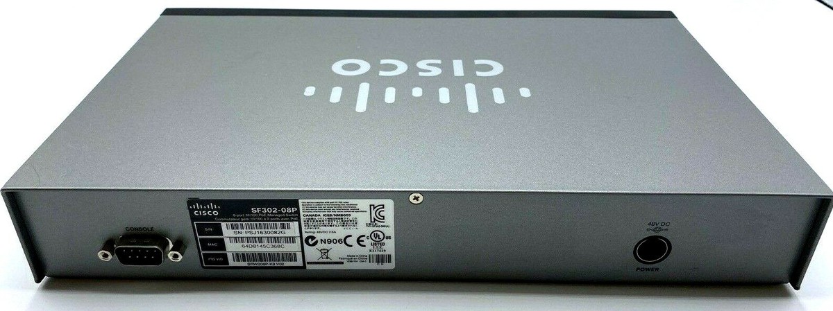Cisco SF302-08P SRW208P-K9 V02 8-Port 10/100 PoE Managed Switch