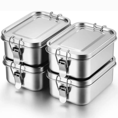 #ad 1 Pc Stainless Steel Bento Box with Locking Clips Metal Lunch Container Work $37.83