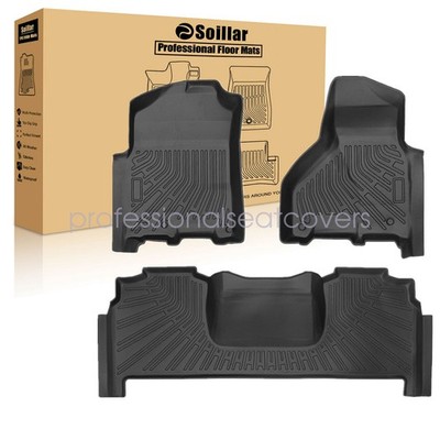 For 2012-2018 Ram 2500/3500 Mega Cab TPE Front & 2nd Row Floor Mats Liners Set