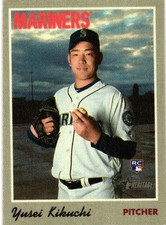 2019 Topps Heritage #21 Yusei Kikuchi 1970 Cloth Stickers