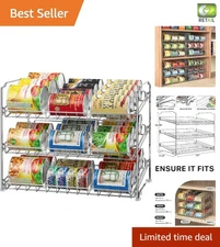 Durable Chrome Can Organizer – 3-Tier Rack Holds 36 Cans with Easy Access Design
